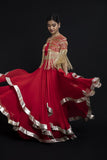 Red Lehenga With Cut Dana Work