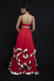 Red Lehenga With Cut Dana Work