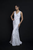 White Gown with Sequinned Embroidery