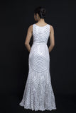 White Gown with Sequinned Embroidery