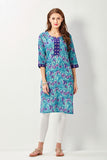 Aqua Blue Floral Kurti