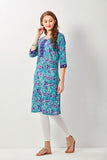 Aqua Blue Floral Kurti