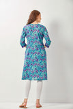 Aqua Blue Floral Kurti