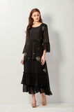 Black Georgette Sequin Dress
