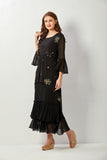 Black Georgette Sequin Dress