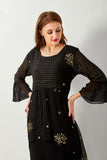 Black Georgette Sequin Dress