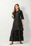Black Cotton Kurta with Sharara