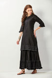 Black Cotton Kurta with Sharara