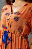 Summerish Mustard and Blue A-line Dress