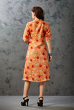 A-line Box Pleat Dress with Folded Collar Neck