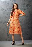 A-line Box Pleat Dress with Folded Collar Neck