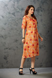A-line Box Pleat Dress with Folded Collar Neck