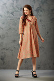 Effortless Summer Pick Green & Maroon Front Box Pleat Dress