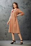 Effortless Summer Pick Green & Maroon Front Box Pleat Dress