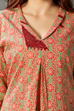 Effortless Summer Pick Green & Maroon Front Box Pleat Dress