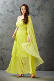 Georgette Lemon Yellow One Shoulder Dress