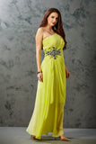 Georgette Lemon Yellow One Shoulder Dress