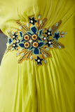 Georgette Lemon Yellow One Shoulder Dress