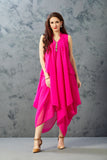 Hot Pink Sleeveless Cowling Dress