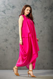 Hot Pink Sleeveless Cowling Dress