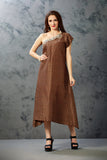 Beige and Brown A-line Dress