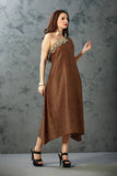 Beige and Brown A-line Dress