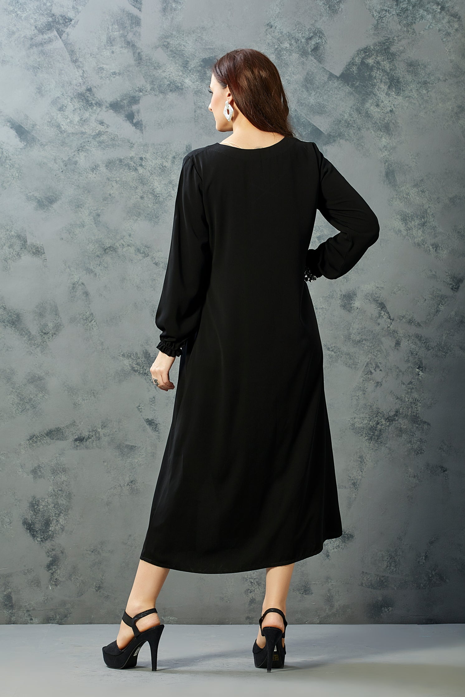 Elegant Black Criss Cross Neck Dress