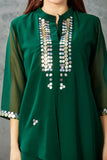 Green Cowled Kurta with Pleated Trousers
