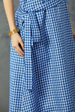 Blue Checks One Shoulder Dress