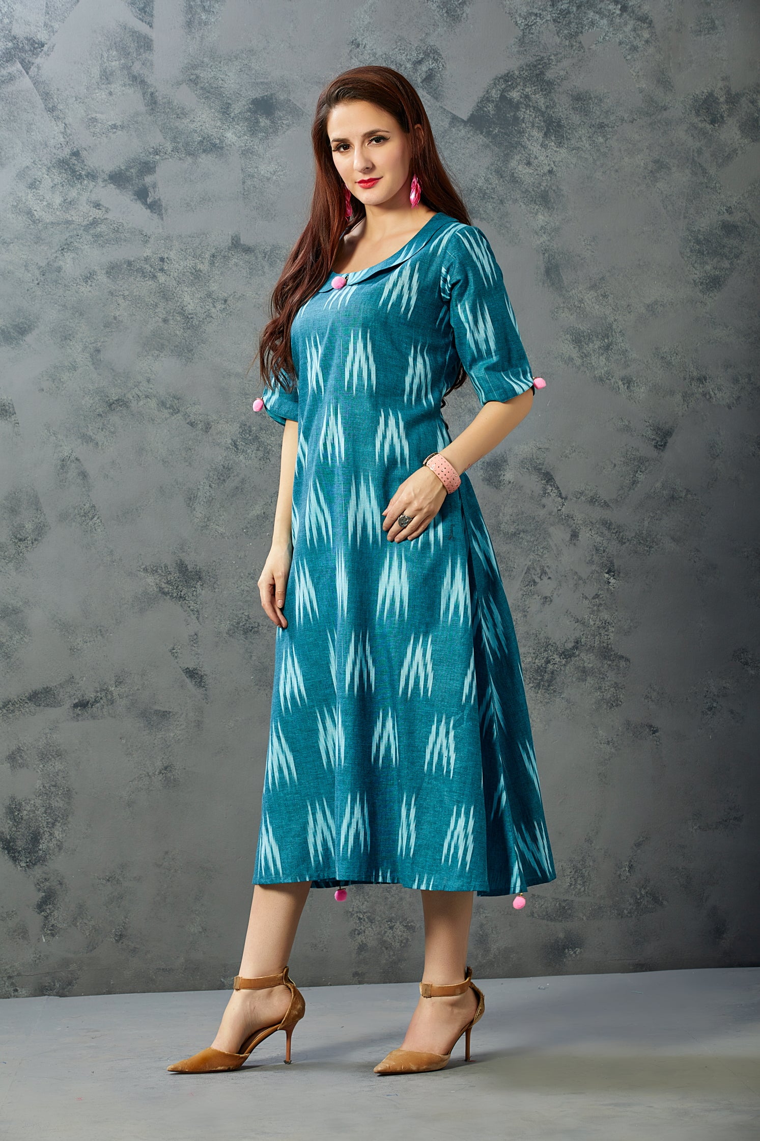 western ikat dress designs Grey Ikat Maxi Dress XS