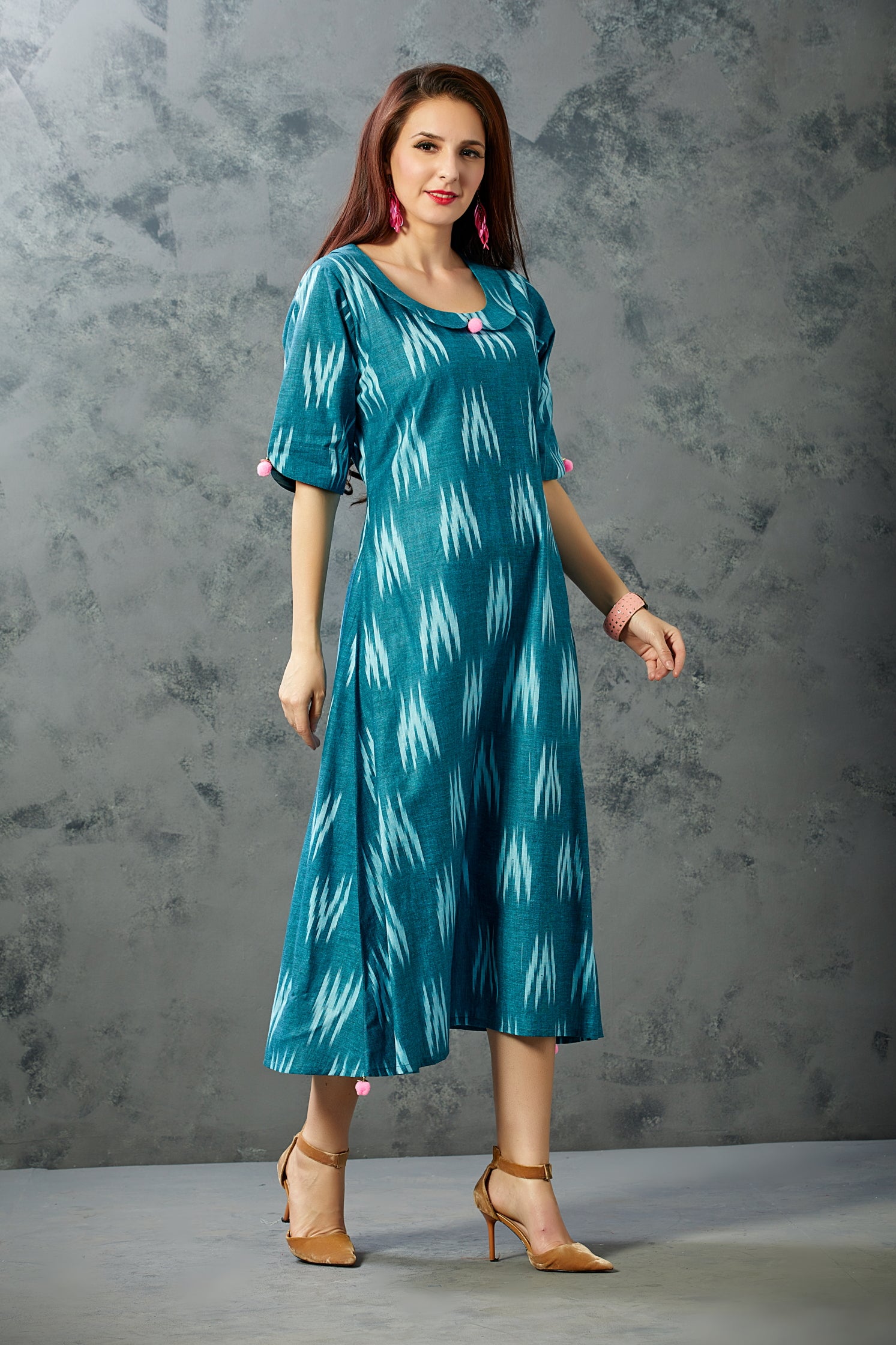 cotton ikkat dresses Handloom Cotton Black Ikkat Dress