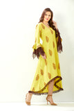 Warm yellow asymmetric dress
