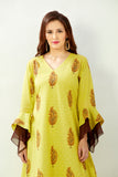 Warm yellow asymmetric dress