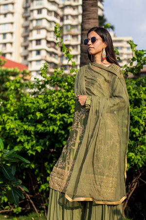 Embroidered Emerald Green Kurta And Salwar