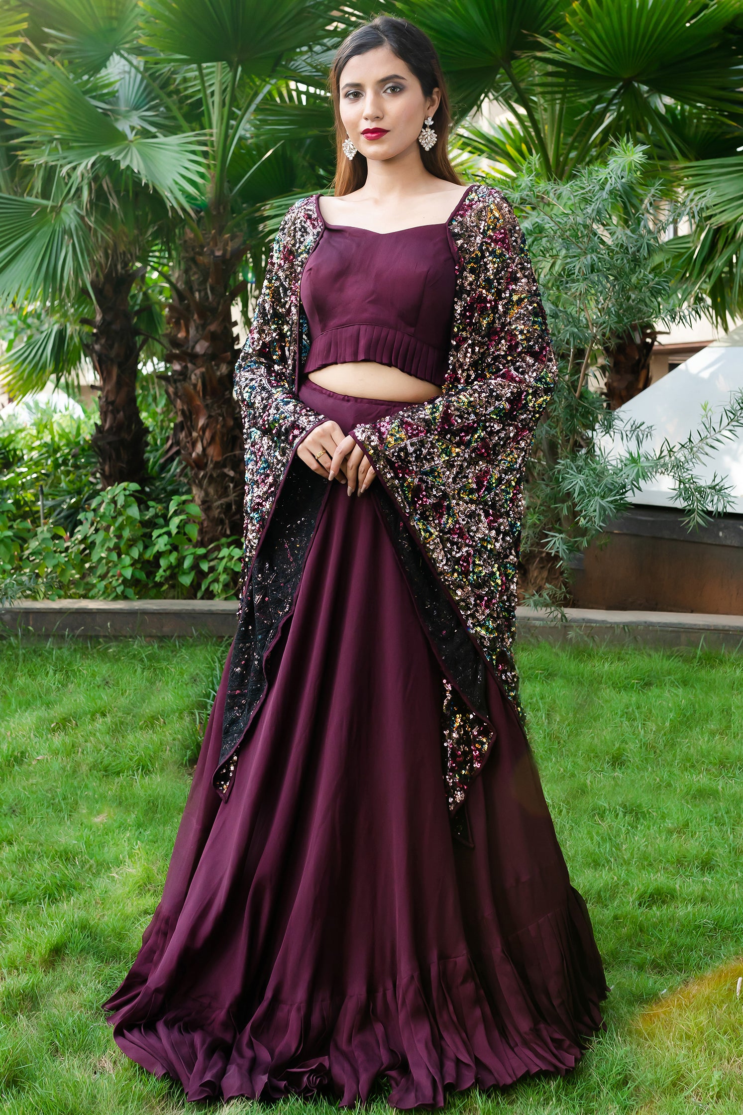 Wine ball gown – Ricco India