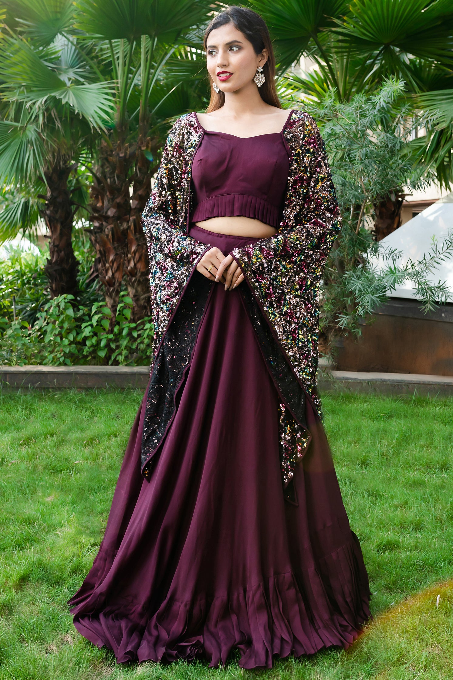 Burgundy Gown with Cape