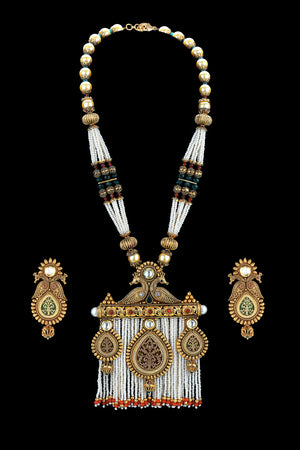 Pearls and Gold set with Meenakari