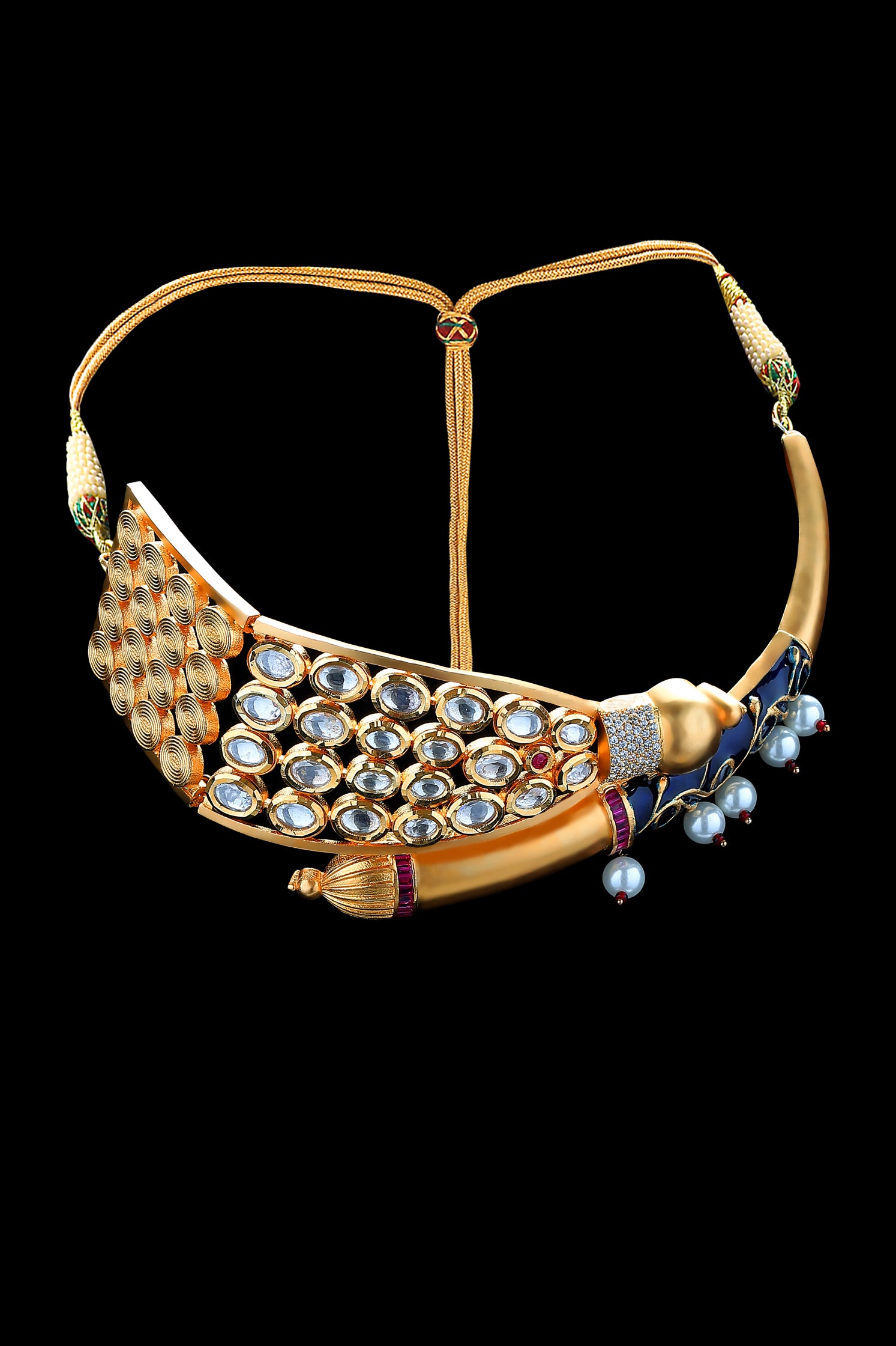 Gold Studded Jewellery Set with American Diamonds