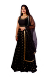 Traditional Embroidered Black Lehenga