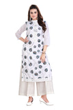 Decent white leafy Kurti with palazzo