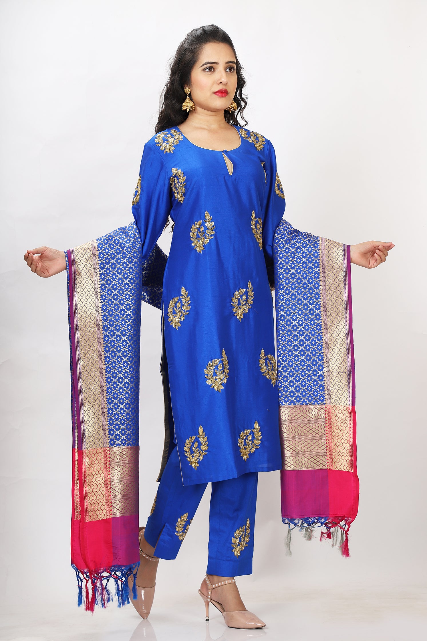 Royal Blue Embroidered Indian Suit